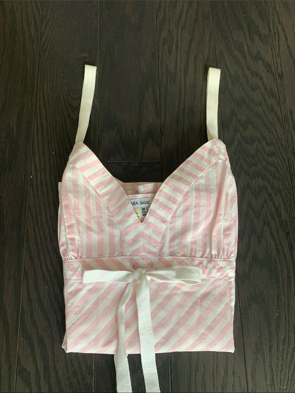 Zara Pink & White Striped Tie-Front Top - Picture 1 of 5